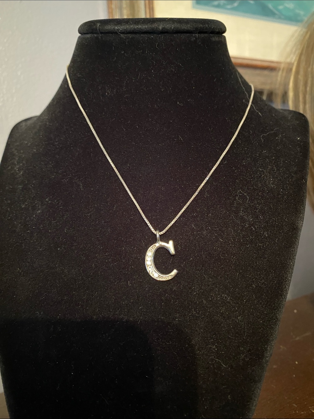 V! Chain MADE in ITALY Sterling SILVER 925 Necklace with charm “C”